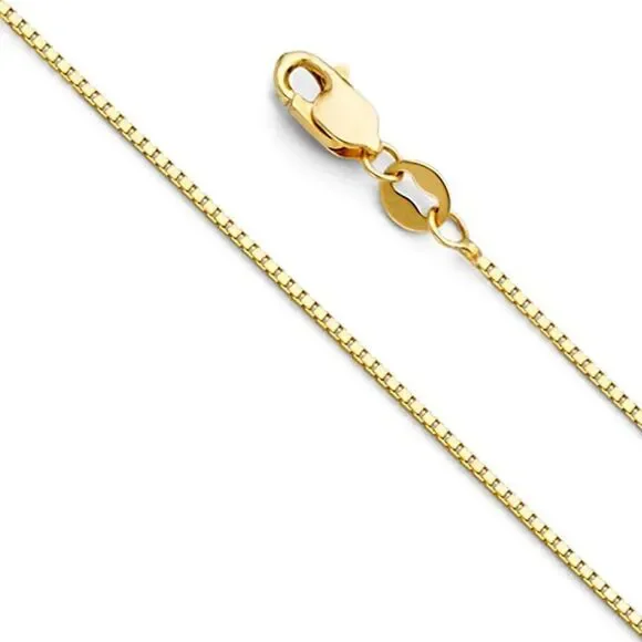 14K Real Gold chain 0.8 mm Yellow Gold box chain Necklace | Birthday gift | 24” - Picture 4 of 5